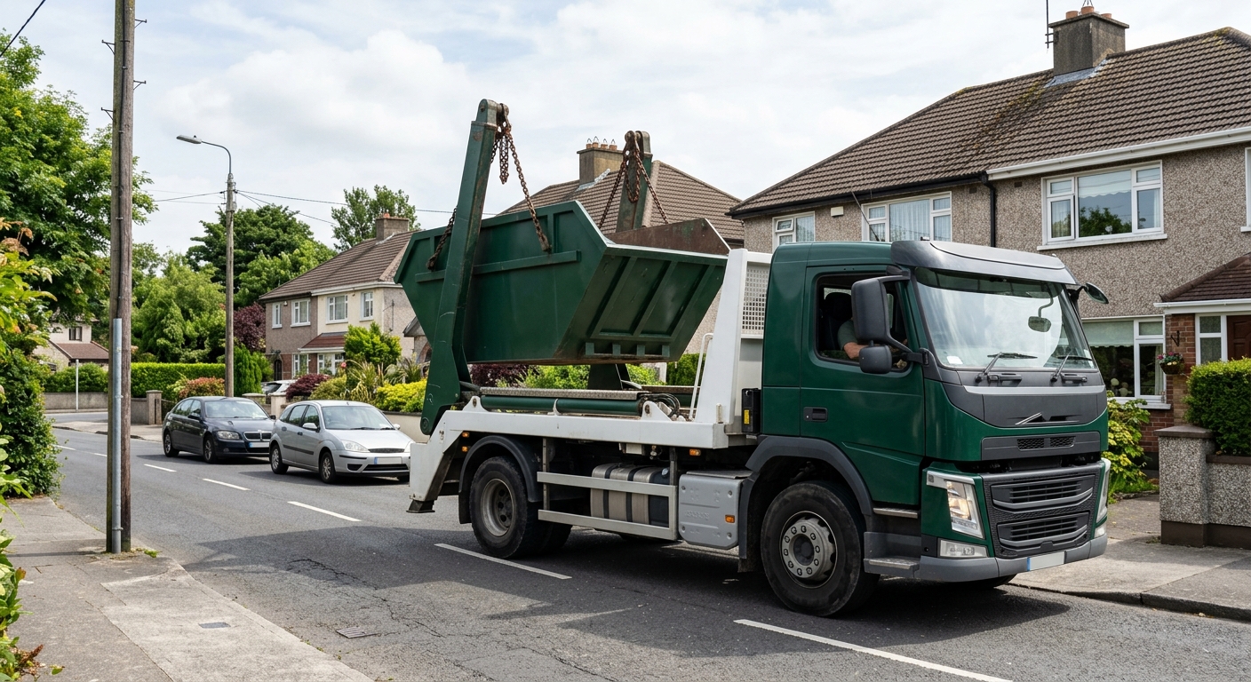 Easyskip truck collecting a skip